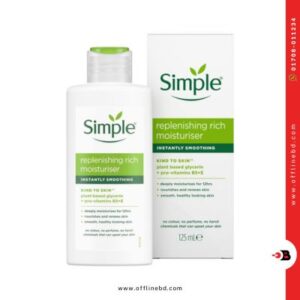 Simple Kind to Skin Replenishing Rich Moisturizer – 125ml, eco-friendly, 24-hour hydration for sensitive skin.