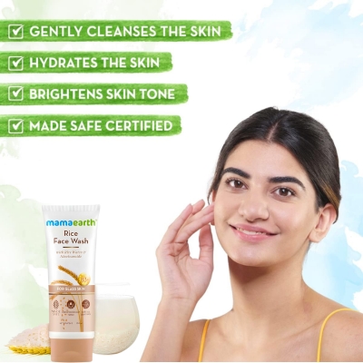 Mamaearth Rice Water Face Wash with Niacinamide 100ml for Glowing Skin
