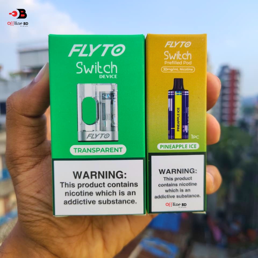 Flyto Switch 6000 Puffs Disposable Pod Kit  Rechargeable, 8ml E-liquid,  Type-C Charging | Full Kit - Offline BD