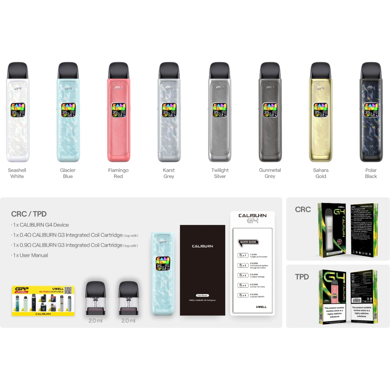 Uwell Caliburn G4 Pod Kit – Advanced Flavor & Smart Vaping