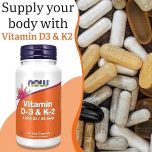 NOW Vitamin D3 And K2 Veg Capsules 120 Count