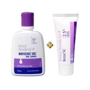 Galderma Benzac AC 2.5% Gel & Benzac AC 5% Gel Wash Combo for Acne Treatment