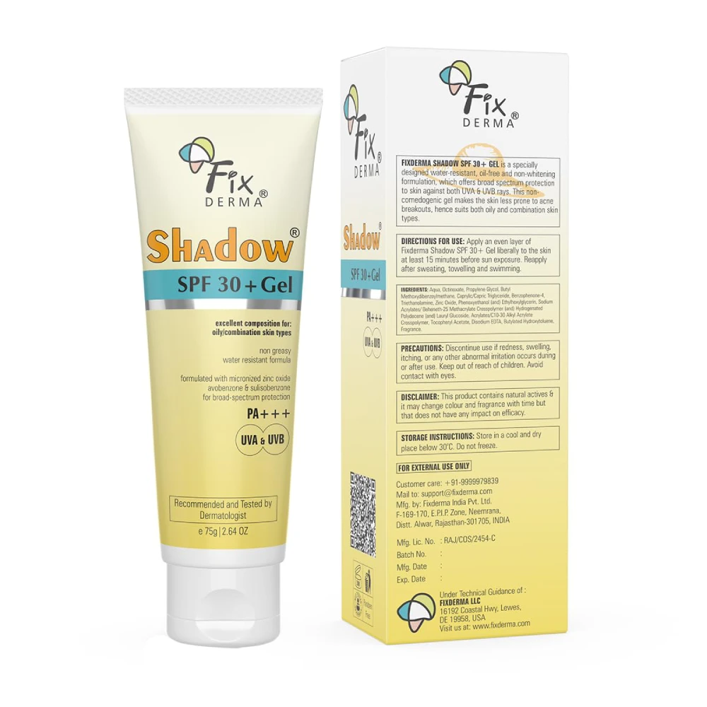 Fixderma Shadow SPF 30+ Gel Sunscreen for Daily Sun Protection in Bangladesh