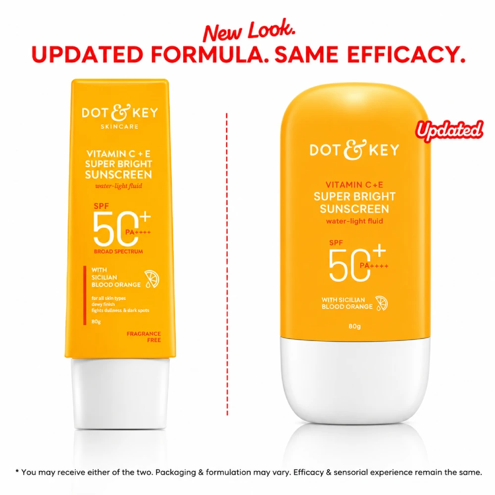 Dot & Key Vitamin C+E Super Bright Sunscreen SPF 50 PA++++ 80g Old vs New Packaging Comparison – Updated Formula Same Efficacy | Original Product Price in Bangladesh | Offline BD.