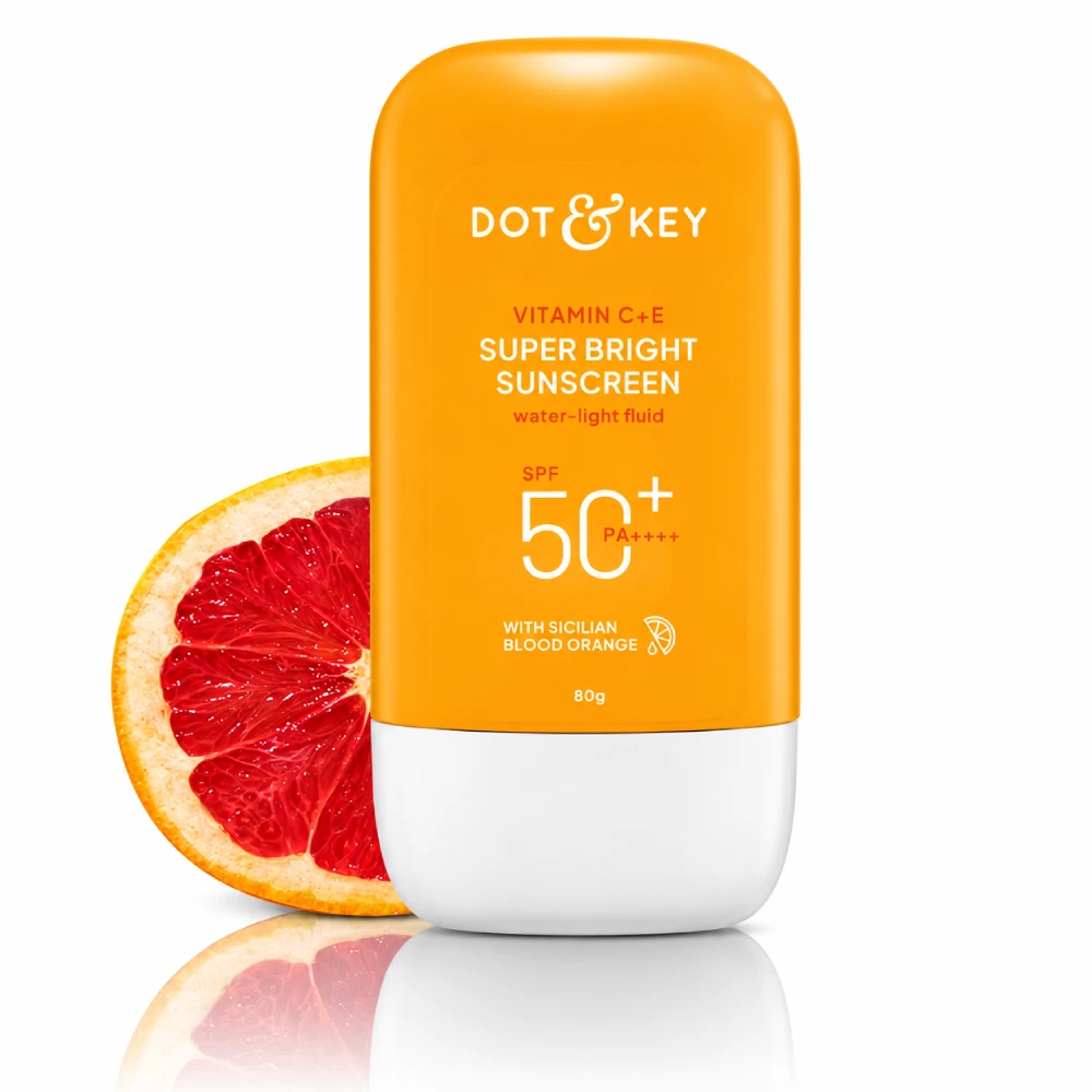 Dot & Key Vitamin C + E Sunscreen SPF Super Bright Sunscreen SPF 50 PA++++ Water-Light Fluid 80g with Sicilian Blood Orange – Original Sunscreen Price in Bangladesh | Offline BD