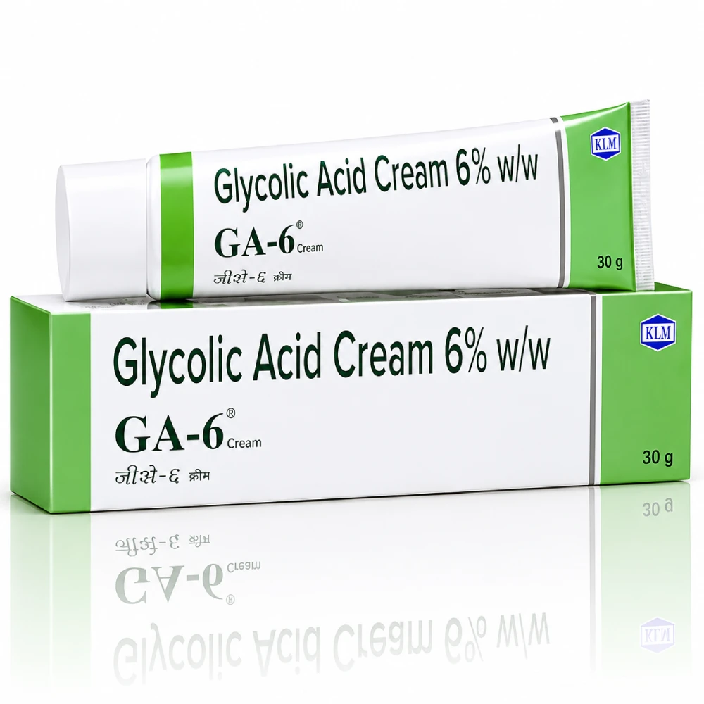 GA-6 Glycolic Acid Cream 6% 30g Tube and Box Front View – Original Glycolic Acid Cream for Acne Marks, Pigmentation & Skin Renewal Price in Bangladesh | Offline BD